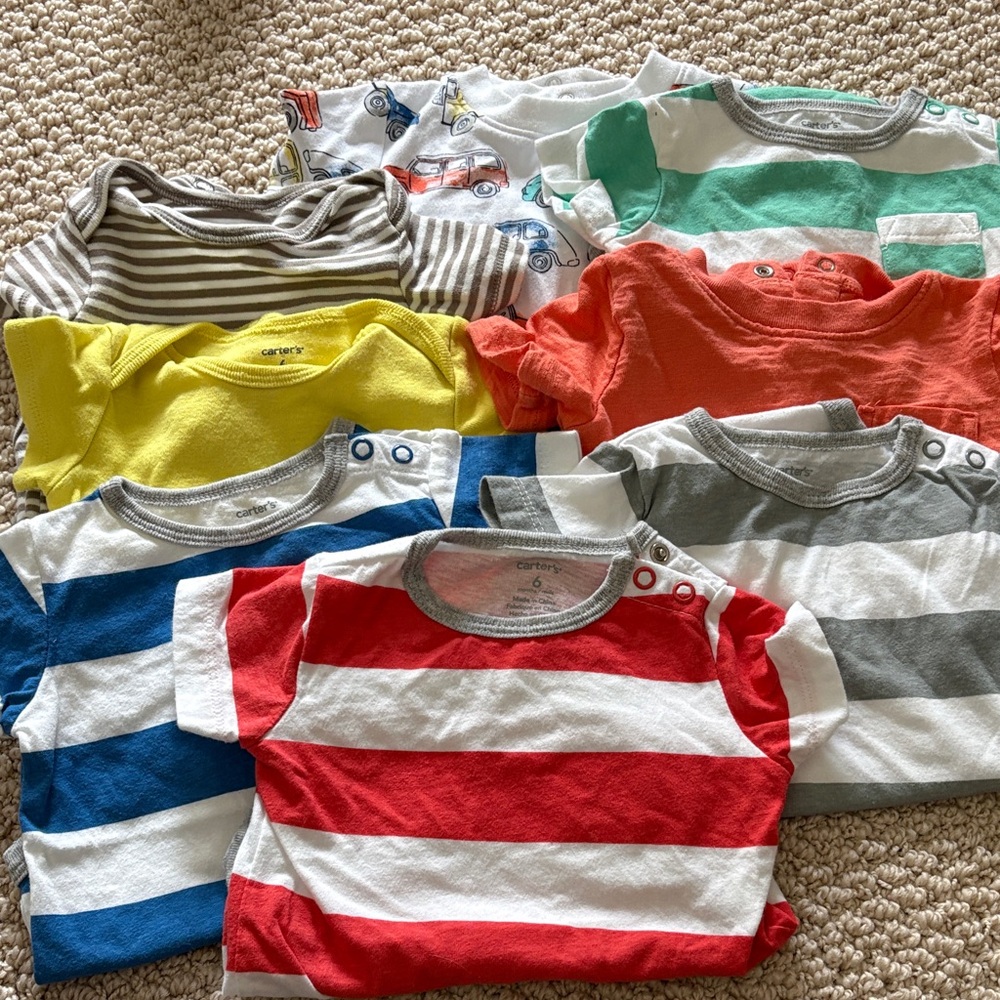 Carter's Colorful Striped and Patterned Onsie Set - 6 Months